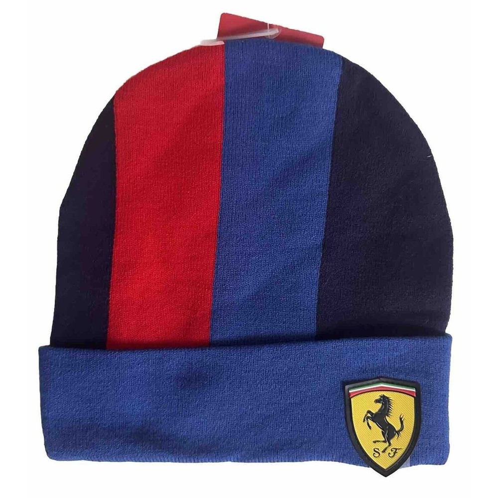 Puma x Ferrari Original Beanie Classic Cuff Beanie‎ Cap UNISEX RED BLUE Split
